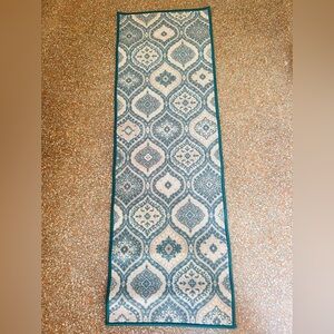 Elements Teal Patterned Carpet Runner NWT